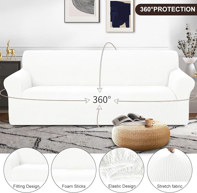U-NICE HOME 4 Seater Stretch Couch Cover Sofa Cover Washable Sofa Slipcover - Image 3