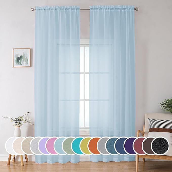 OWENIE Sheer Curtains 96 inches Long by OWENIE