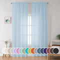 OWENIE Sky Blue Sheer Curtains 90 Inches Long by OWENIE