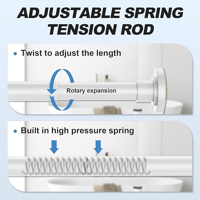CorkLatta White Shower Curtain Rod 31 to 80 Inch, 1 Inch Diameter Adjustable - Image 2