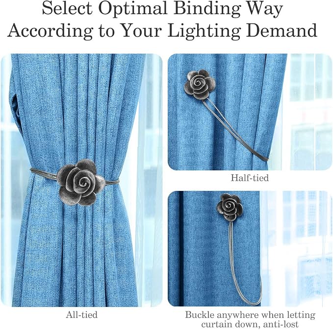 Lewondr Drapery Holders, Vintage Resin Flower Curtain Ties - Image 4