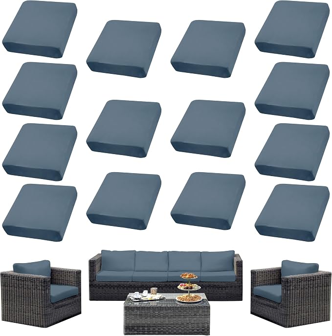 14Pcs Outdoor Cushion Covers, Patio Cushion Covers, Stretch Elastic Slipcovers by dreahoteztil
