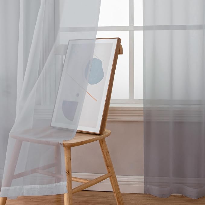 Simplebrand Light Grey Sheer Curtains 72 Inches Long 2 Panels - Image 4