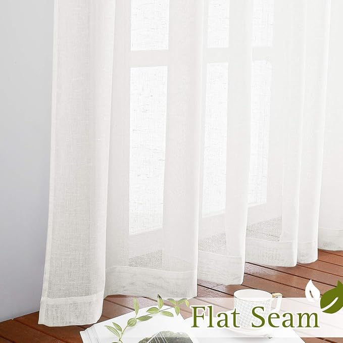NICETOWN Linen Sheer Curtains Flax Textured, Grommet Top Casual 63" Long Thick - Image 6