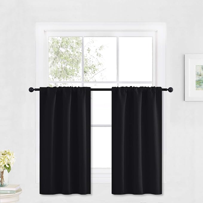 RYB HOME Blackout Cafe Curtains 30 inch Length, Short Light UV Heat Blocking by RYBHOME