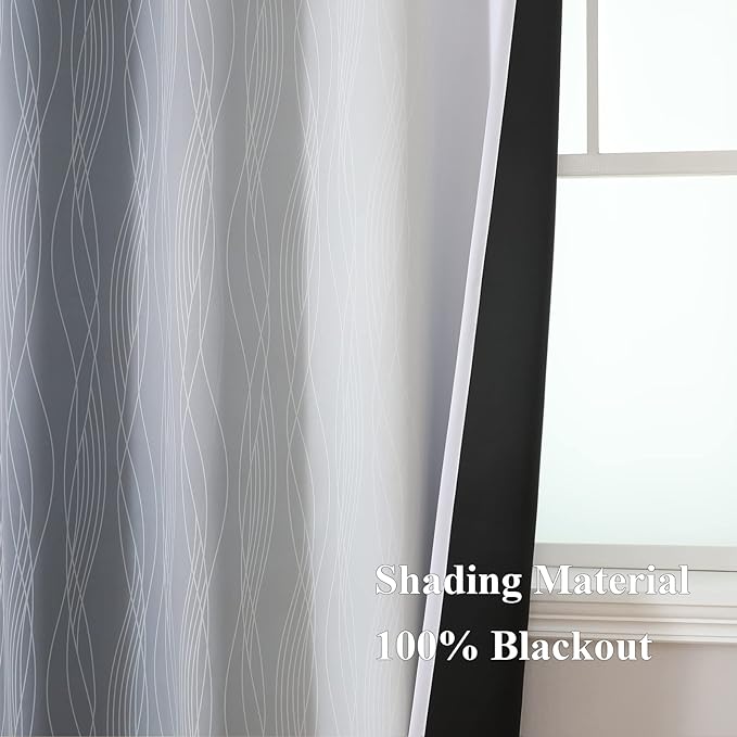 Estelar Textiler Grey and Greyish White Ombre Blackout Curtains 90 Inches Long - Image 5