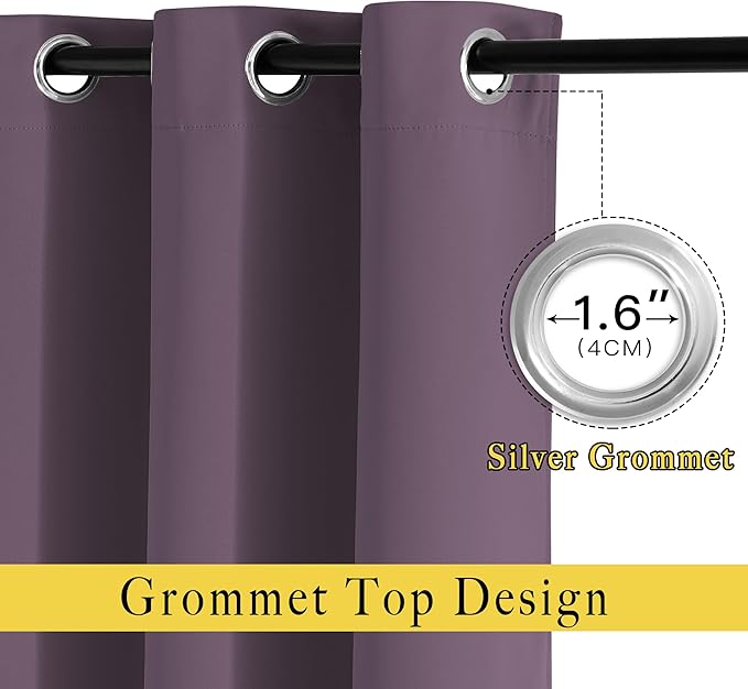 NICETOWN Plum Living Room Curtains 90 inches Long, Grommet Home Fashion Energy - Image 2