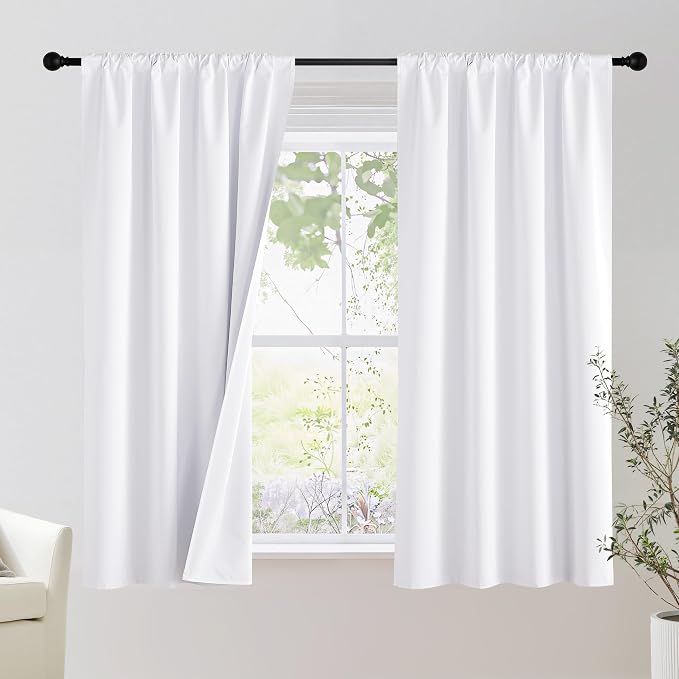 NICETOWN Bedroom 100% Blackout Curtains, 2 Panels, 42 by 48, Snow White by NICETOWN