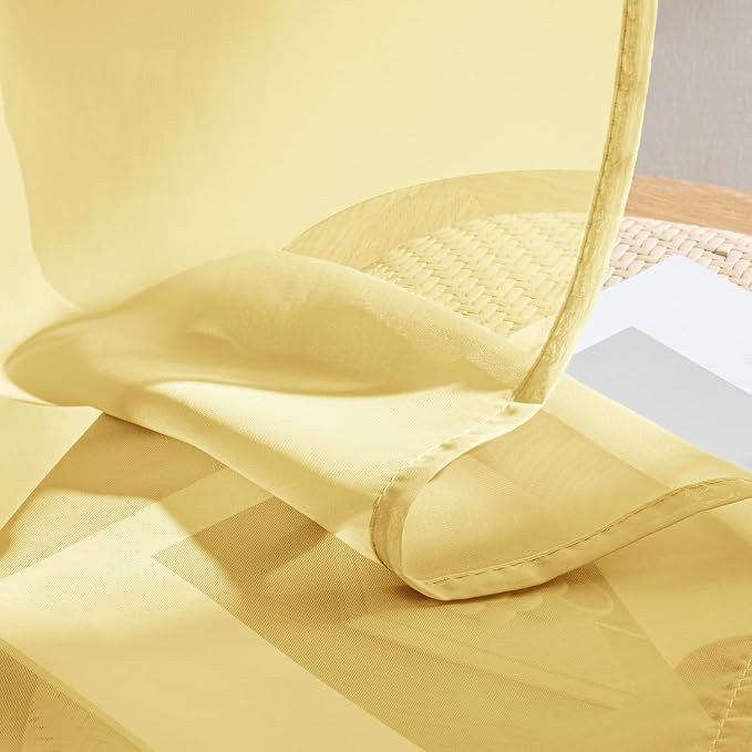 MIULEE Yellow Sheer Curtains 108 Inches Long 4 Panels 42 x 108 Inches | Light - Image 7