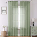Lecloud Sage Green Sheer Curtains 90 Inches Long 2 Pcs, Modern Solid Voile by Lecloud