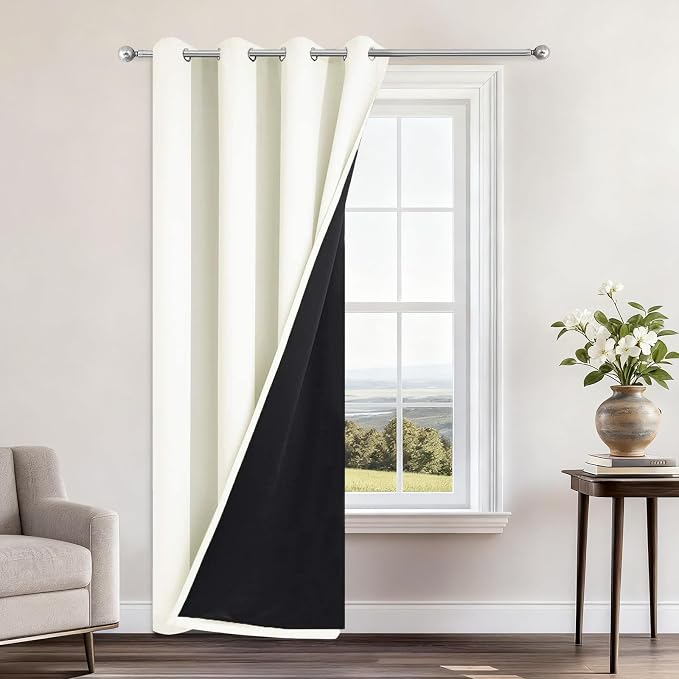 Yakamok 100% Blackout Curtains 96 Inches Long, 2 Thick Layers Heat and Full by Yakamok