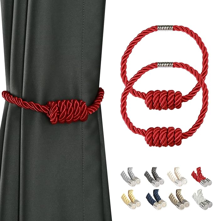 BEL AVENIR Magnetic Curtain Tiebacks, Decorative Drapery Holdbacks Modern Woven by BELAVENIR