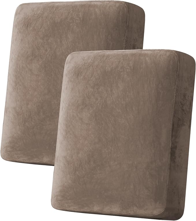 H.VERSAILTEX Velvet Stretch Couch Cushion Cover Plush Cushion Slipcover by HVERSAILTEX