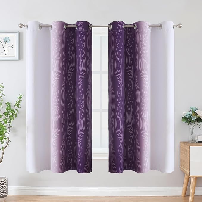 Estelar Textiler Purple and Greyish White Blackout Curtains & Drapes - Image 2