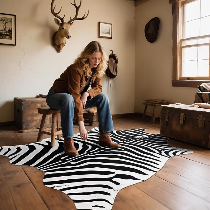 AROGAN Premium Faux Zebra Hide Rug 6.2 x 7 Feet, Sturdy and Large Size Zebra - Image 8