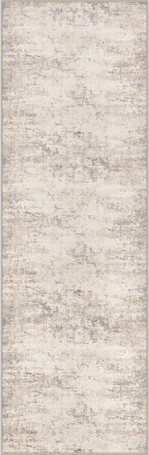 3x14 Washable Runner Rug：Modern Abstract Soft Carpet Brown Beige | by FXRHLP