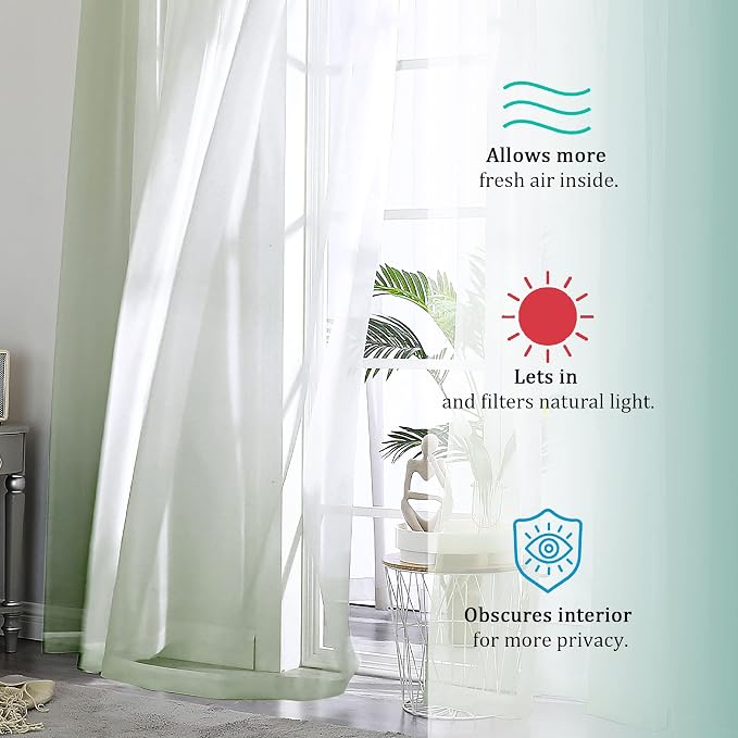 OVZME Living Room Sheer Curtains 120" Length 2 Panels Set - Image 4