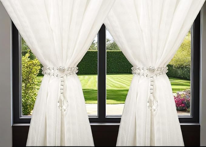 SUQ I OME 1 Pair of Luxury Crystal Beaded Magnetic Curtain Tieback and Holdback - Image 6
