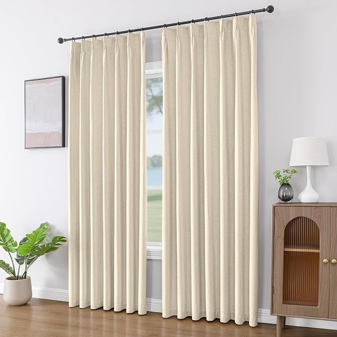 Joydeco Pinch Pleated Linen Curtains - Image 4