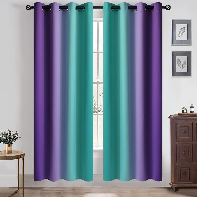 Yakamok Ombre Teal and Purple Curtains by Yakamok