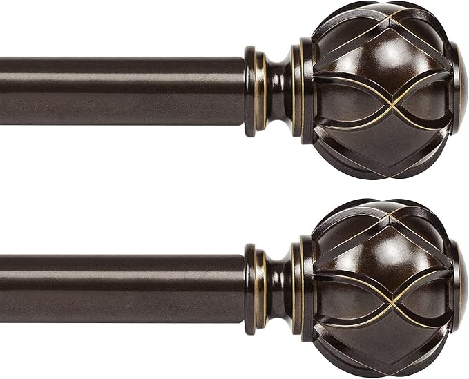 KAMANINA 2 Pack Curtain Rods for Windows 48 to 84 Inch, Antique Bronze Heavy by KAMANINA