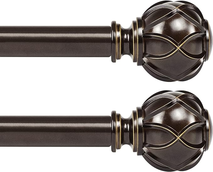 KAMANINA 1 Inch Curtain Rod Telescoping Single Drapery Rod 28 to 48 Inches by KAMANINA
