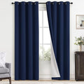 Yakamok Navy Blue 100% Blackout Curtains 84 Inches Long Thermal Insulated by Yakamok