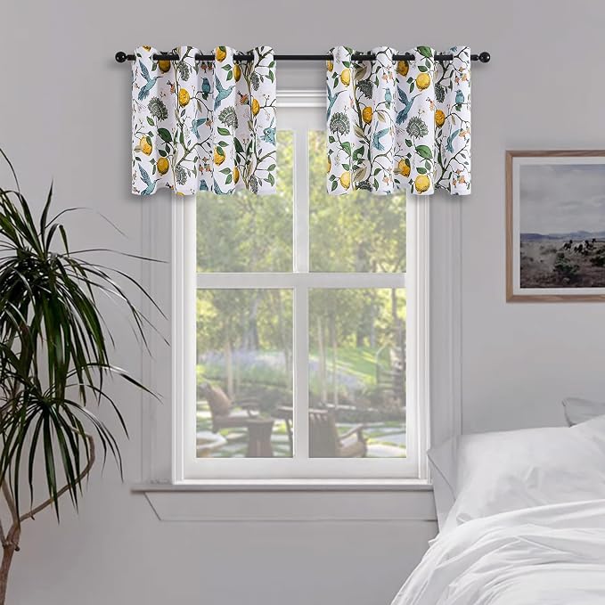 Topfinel White Kitchen Room Darkening Valances 24 Inch Length Vintage Botanical by Topfinel