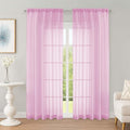 OWENIE Sheer Curtains 84 Inches Long 2 Panels Set, Sheer Pink Curtains by OWENIE