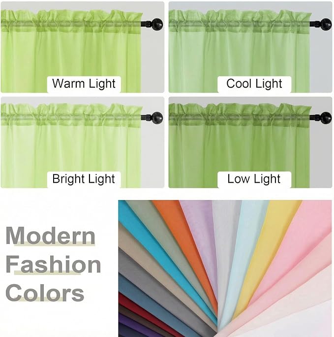 Sheer Curtains 84 Inches Long 2 Panels Set - Image 7