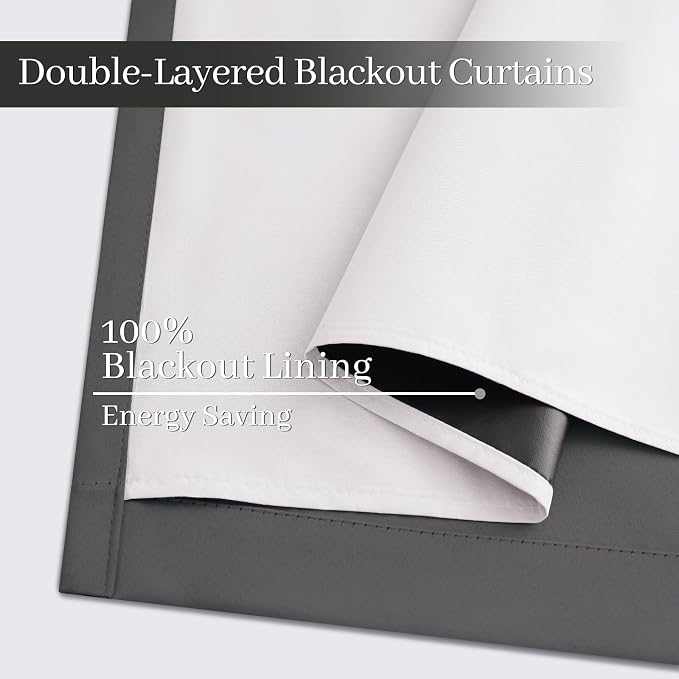 Yakamok Dove Grey 100% Blackout Curtains Grommet Window Treatments - Image 4