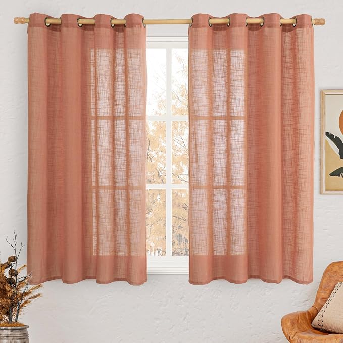 LAMIT Light Filtering Linen Curtains 54 inches Long by LAMIT