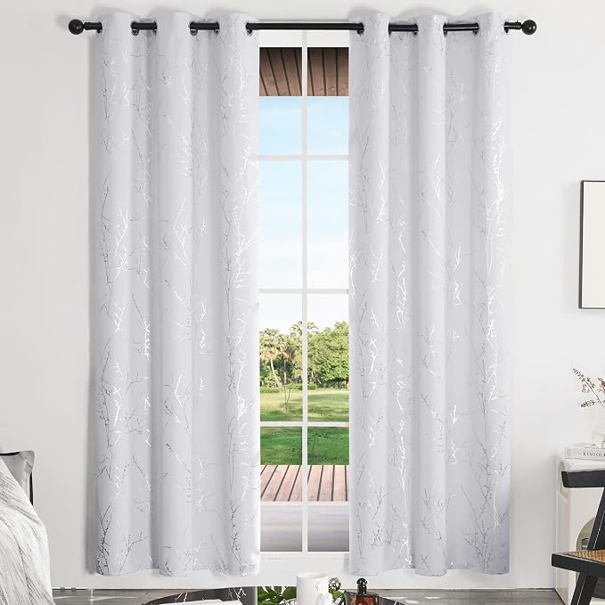 Deconovo Greyish White Curtains, Room Darkening Curtain, Thermal Insulated - Image 2
