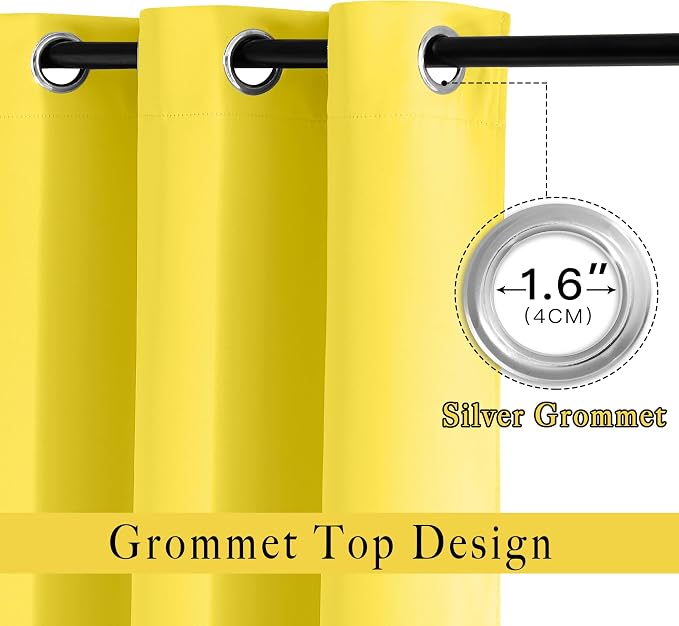 NICETOWN Bright Yellow Blackout Curtains 84 inch Long - Image 2
