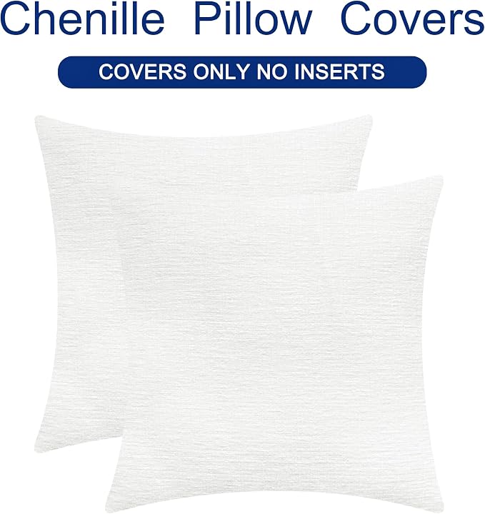CaliTime Throw Pillow Covers Decorative 24 X 24 Inches Pack of 2 Cozy Chenille - Image 6