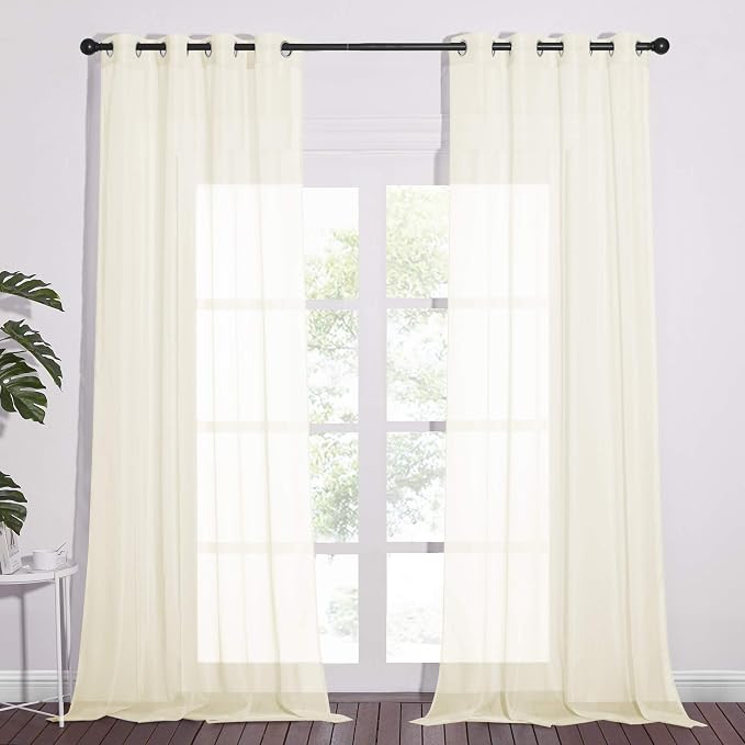 NICETOWN Sheer Curtain Panels 96 inch Cream Beige by NICETOWN