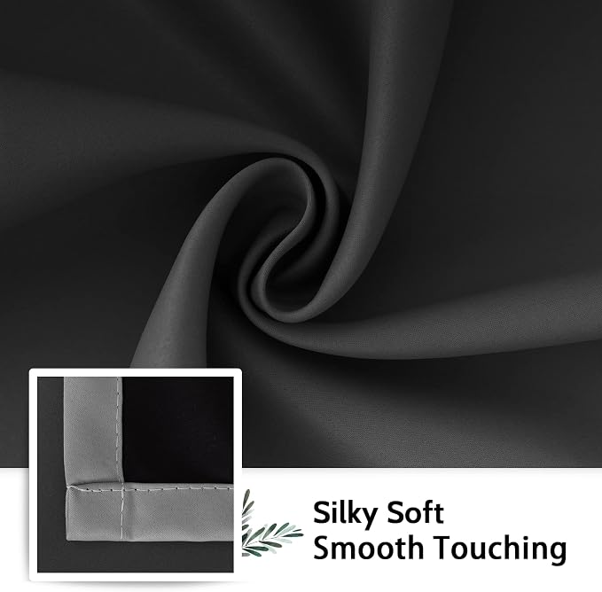 SimpleHome Black and Greyish White Blackout Curtains - Image 6