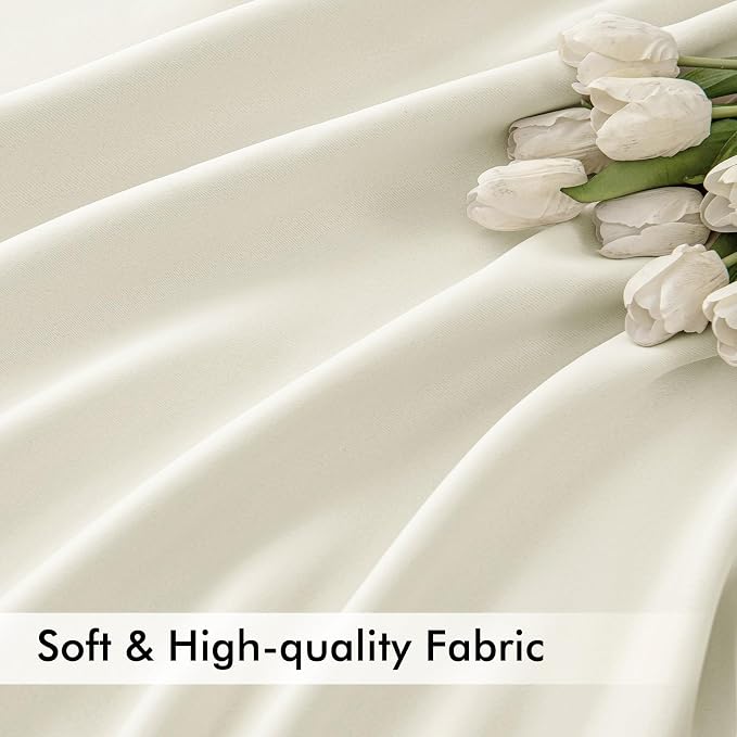 MIULEE Cream Back Tab Blackout Curtains 108 Inch Long 2 Panels Set - Image 6