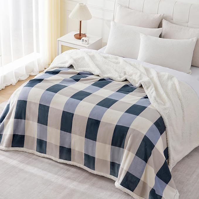 PU MEI Sherpa Throw Blanket Reversible Large Big King Size Flannel Blankets - Image 5
