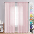 OVZME Blush Pink Sheer Curtains 84 Inches Long 2 Panels by OVZME