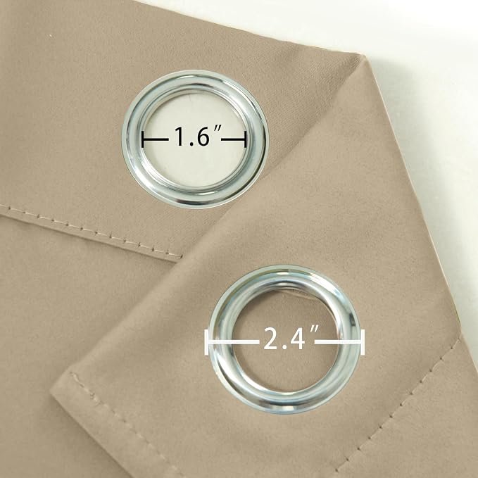 LEMOMO Blackout Curtains 52 x 90 Inch Long Beige Curtains Set of 2 Panels Room - Image 5