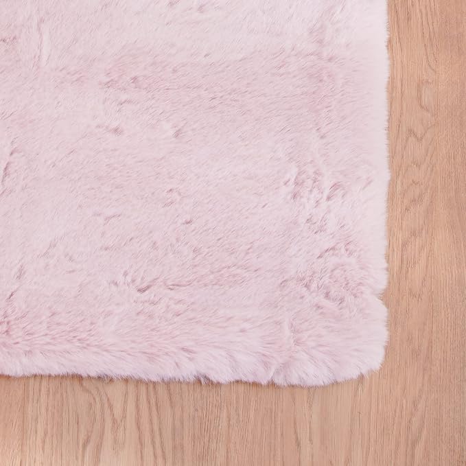 ORINOVA Pink Fuzzy Faux Washable Fluffy Fur Area Rugs - Image 8