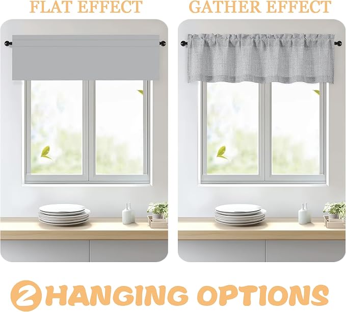 OWENIE Grey Valances for Windows 1 Pcs, Light Filtering Textured Farmhouse - Image 5