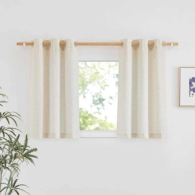 NICETOWN Natural Linen Kitchen Window Curtains Over Sink, Grommet Thick Linen by NICETOWN