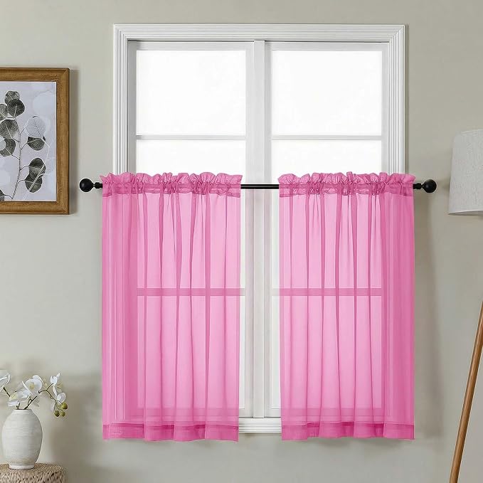 Gwine Short Kitchen Sheer Curtains 36 Inch Length by Gwine