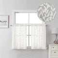 Lecloud Leia Ivory Sheer Kitchen Curtains 24 Inch Length 2 Pcs, Jacquard by Lecloud