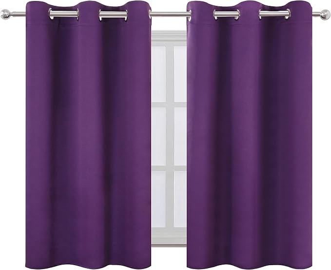 LEMOMO Purple Blackout Curtains 34 x 54 Inch Length/Set of 2 Curtain - Image 2
