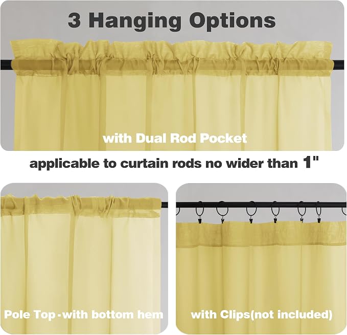 Chyhomenyc Mustard Yellow Sheer Valances - Image 5