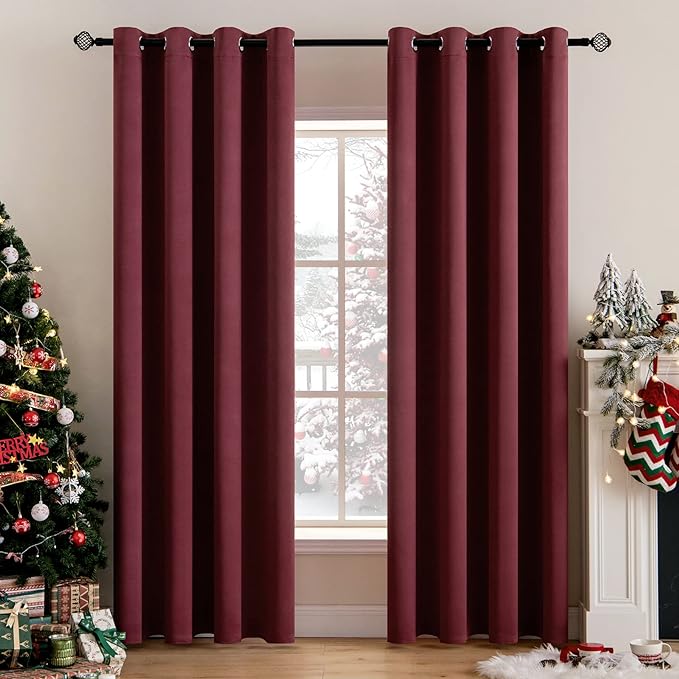 MIULEE Christmas Blackout Curtains 2 Panels, Room Darkening Thermal Insulated by MIULEE