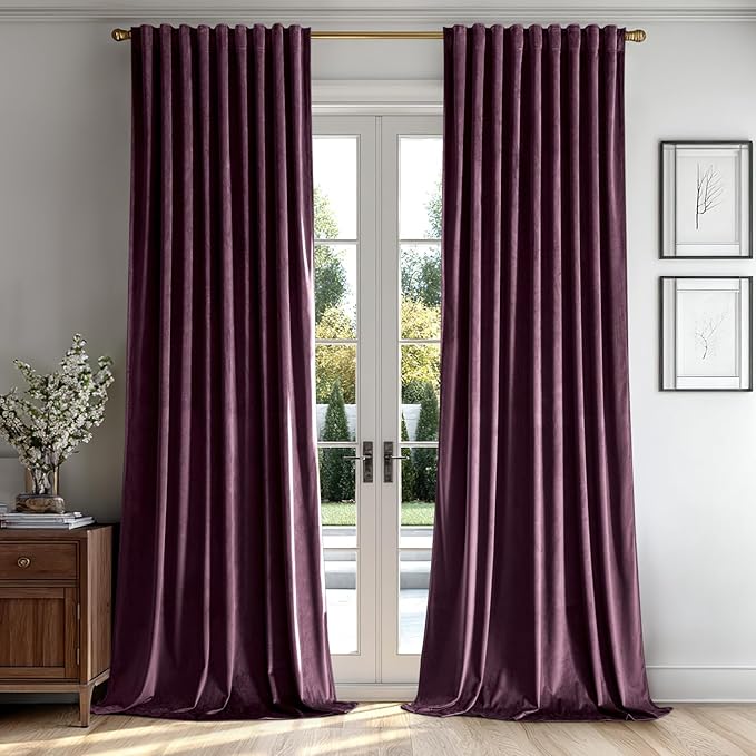 MIULEE Dark Purple Velvet Curtains 90 inches by MIULEE